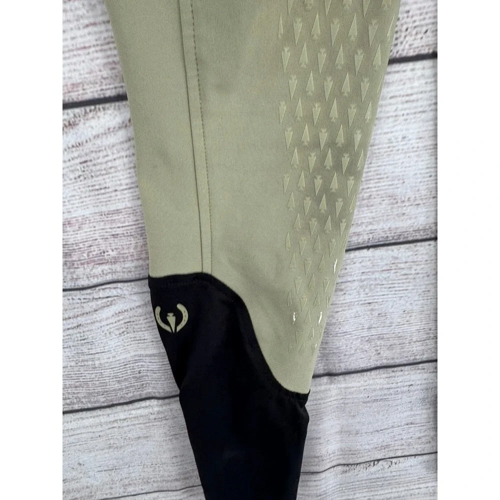Kerrits Equestrian Breeches Women XS Tan Black Silicone Grip Knee Patch Pants